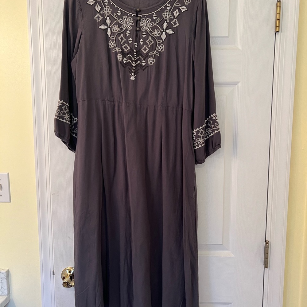 Embroidered Cottagecore Boho Prairie Dress with pockets
